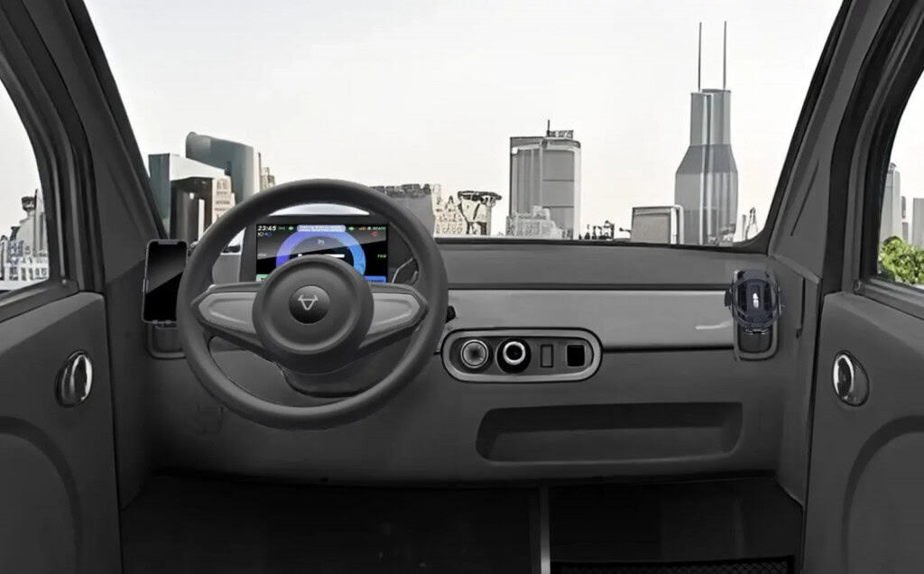 Compacto, elétrico e conectado: conheça o NIUMM da Niu Tech A Niu Tech apresentou seu microcarro elétrico NIUMM, projetado para dois ocupantes, com foco em praticidade e mobilidade urbana. O veículo compacto oferece autonomia de até 70 km com duas baterias, podendo ser expandida para viagens mais longas com até quatro unidades. Painel digital colorido de 5 polegadas mostrando velocidade, modo de condução e carga restante;