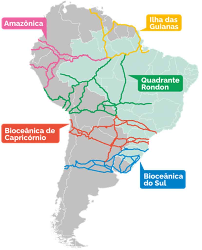 Rota que conecta Amazonas ao Oceano Pacífico ficará pronta este mês Uma das Rotas de Integração Sul-Americana, que liga o Amazonas aos portos do Peru, Equador e Colômbia, ficará pronta ainda este mês. É o que afirmou a ministra do Planejamento e Orçamento, Simone Tebet, ao g1. rotas de integração sul-americana