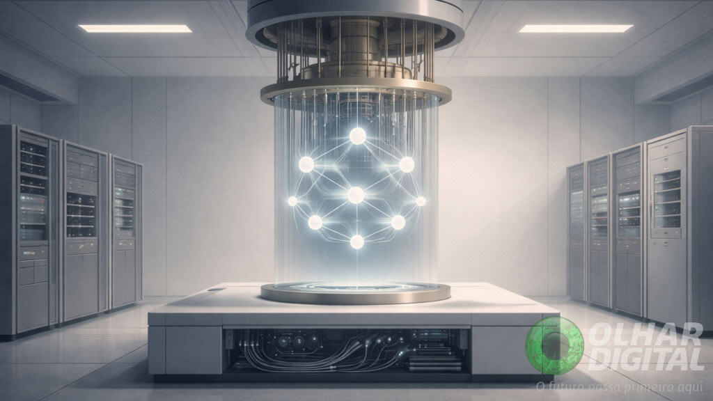 Ilustração de computador quântico grande