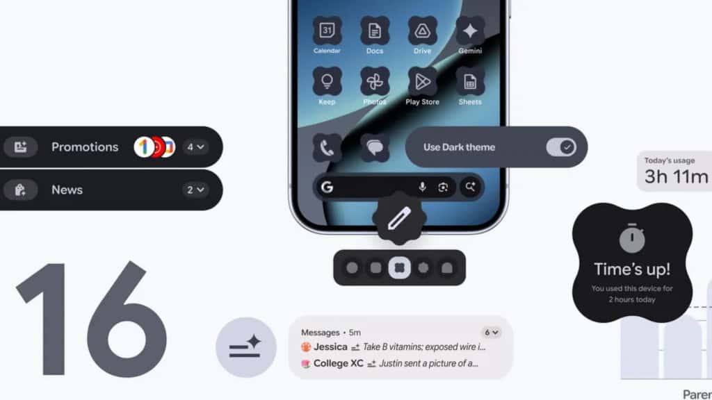 Ilustração mostrando novidades do Android 16 QPR2