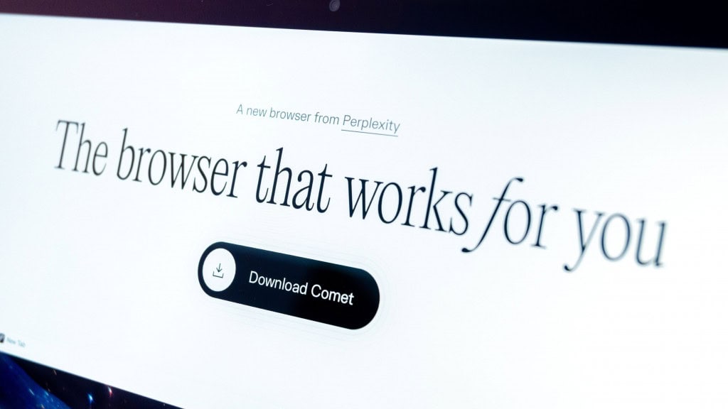 Tela para baixar o navegador Comet da Perplexity