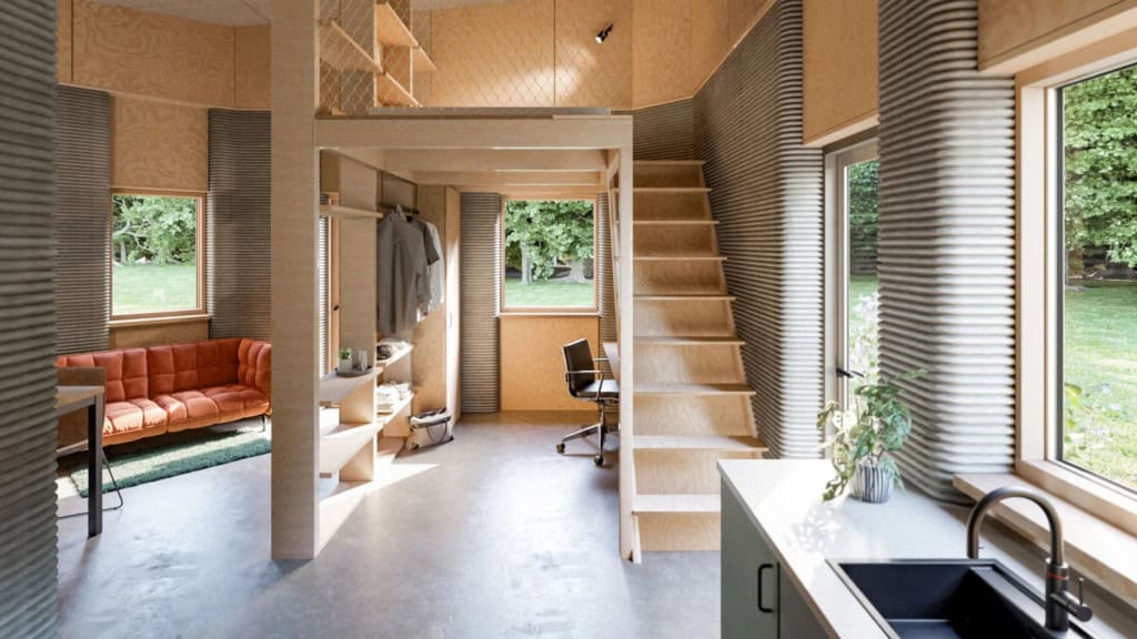 Parte interna dos apartamentos impressos em 3D