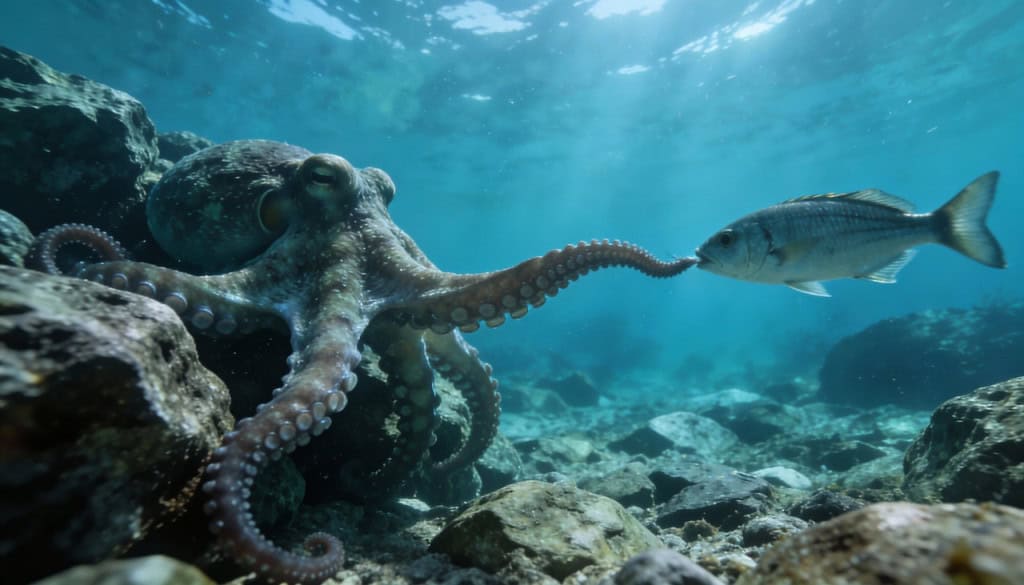 O comportamento estranho dos polvos que dão socos em peixes para manter a ordem dos oceanos