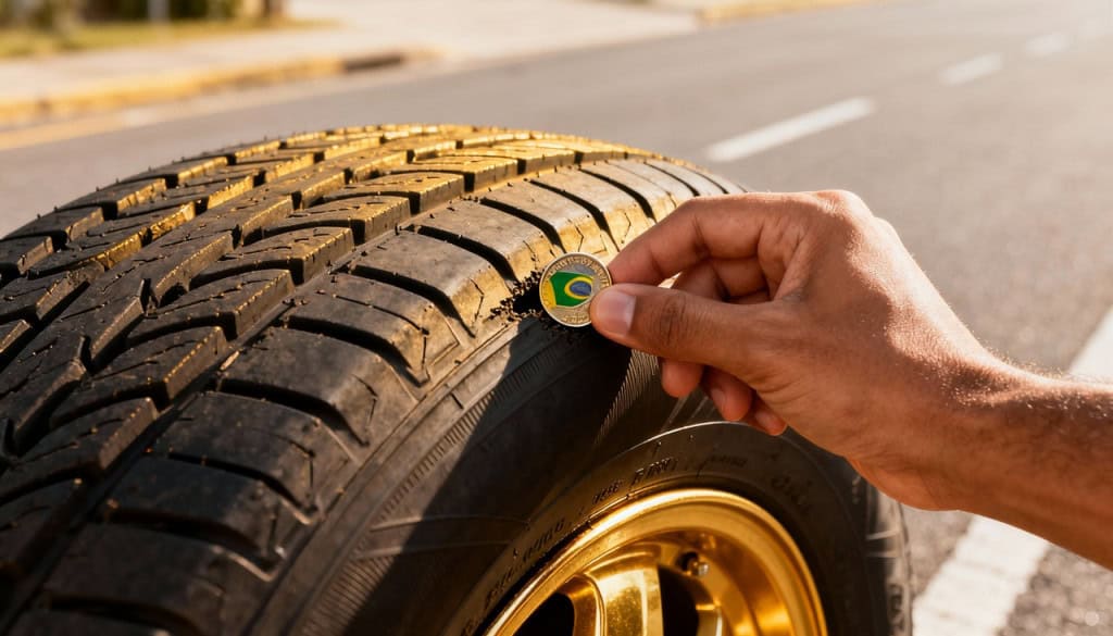 Como saber a hora exata de trocar o pneu usando apenas uma moeda de 1 real