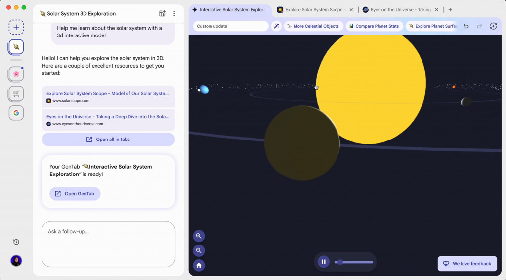 Google anuncia navegador de IA que cria aplicativos interativos do zero O Google anunciou na quinta-feira (11) seu mais novo experimento em inteligência artificial: o Disco, um navegador de IA que interage com páginas da web, e o GenTabs, um recurso que cria aplicativos interativos para ajudar usuários em seus objetivos. Google anuncia navegador de IA que cria aplicativos interativos do zero