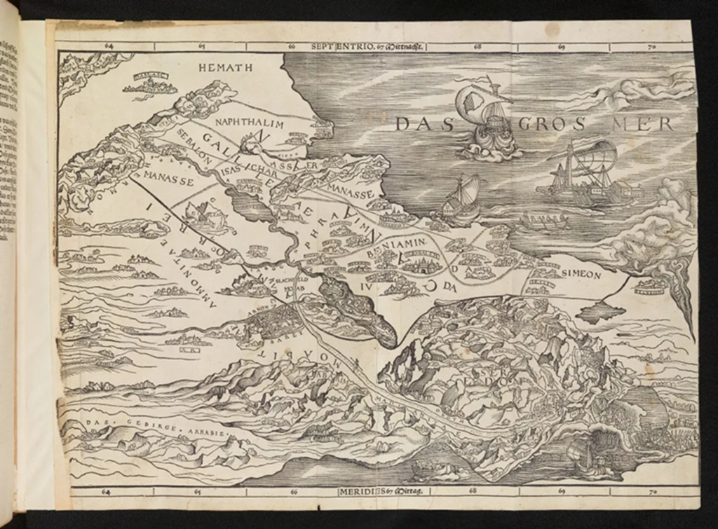 Como um mapa errado na Bíblia ajudou a criar as fronteiras do mundo moderno Um mapa da Terra Santa impresso na Bíblia há 500 anos, com o Mediterrâneo invertido, pode ter influenciado decisivamente a maneira como enxergamos o planeta hoje. A tese é do pesquisador Nathan MacDonald, professor de Interpretação do Antigo Testamento em Cambridge, que avaliou o papel de mapas bíblicos na formação das noções de fronteira e território. Como um mapa errado na Bíblia ajudou a criar as fronteiras do mundo moderno