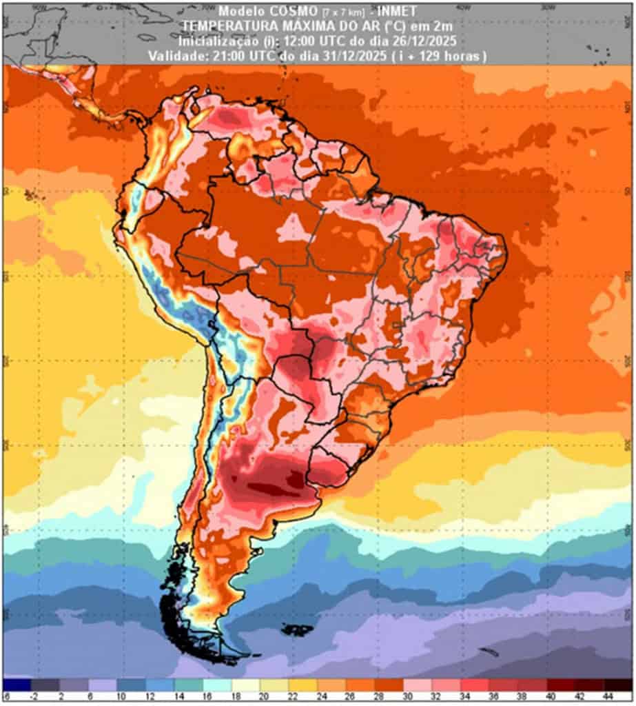 mapa de calor inmet 31 de dezembro