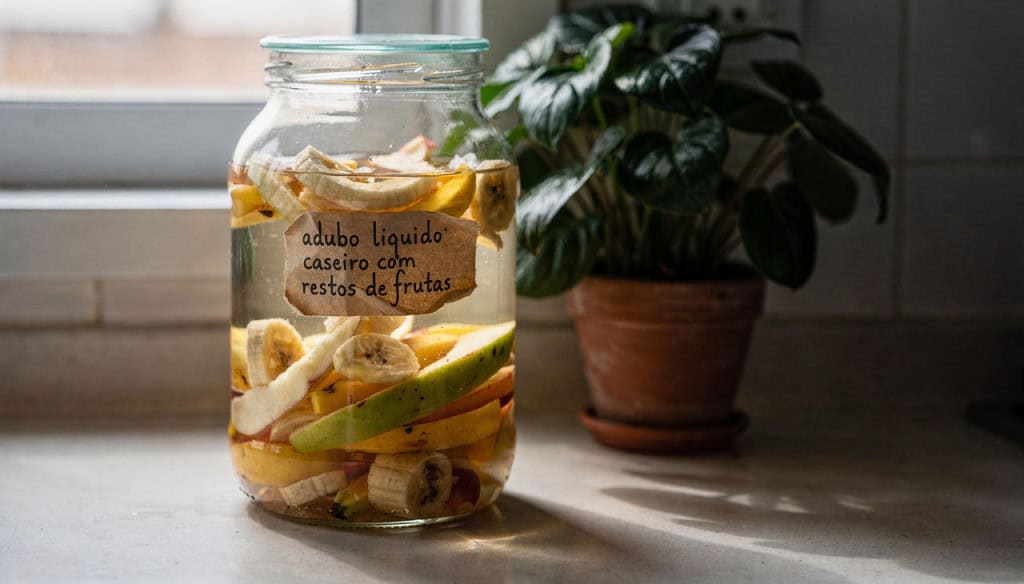 Esse adubo líquido natural transforma restos de frutas em um elixir para sua plantas