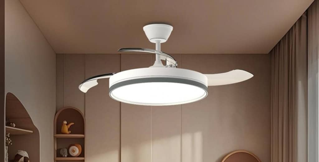 Ventilador de Teto Retrátil com Luz LED 106cm (42") - Controle Remoto, 6 Velocidades, 3 Cores de Luz, Bivolt 110V/220V e Temporizador
