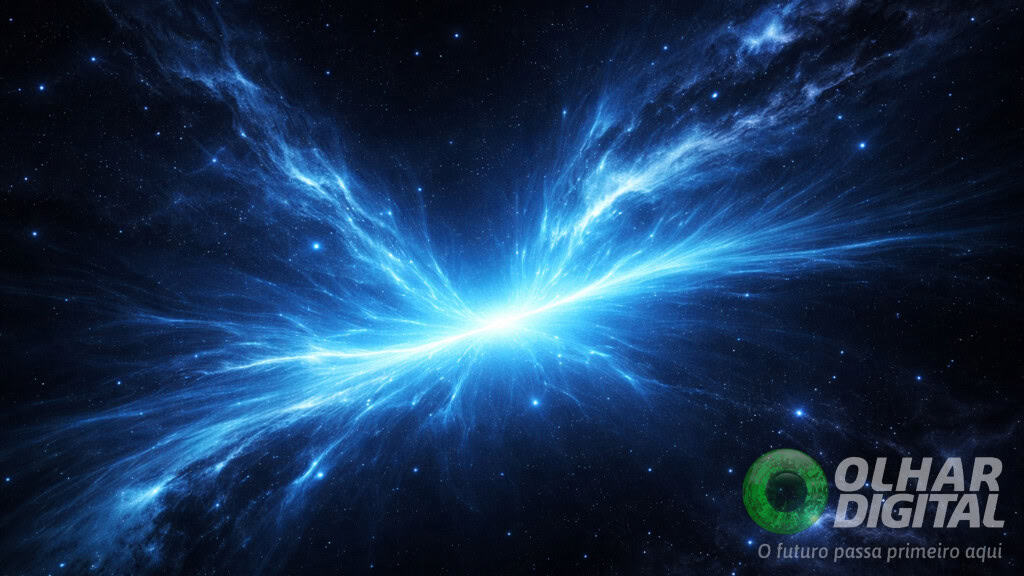 Explosão de energia azulada