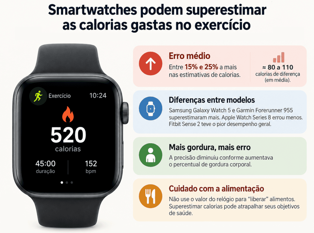 Contagem de calorias do smartwatch é confiável? Pesquisa revela margem de erro de 25% 