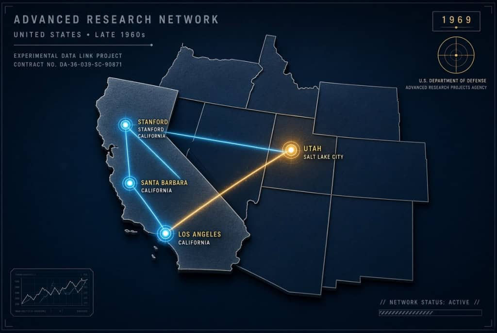 Primeira mensagem da Arpanet travou após duas letras em 1969