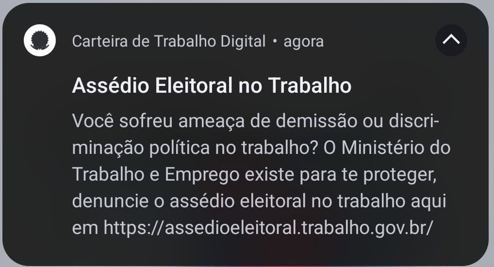Ministério do Trabalho alerta sobre ameaças de demissão por preferências eleitorais