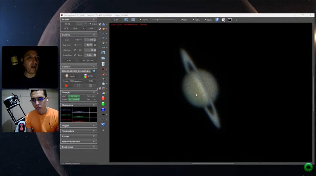 No programa Olhar Espacial da última sexta-feira (4), o astrofotógrafo Nyêrdson Ferreira mostrou Saturno ao vivo.