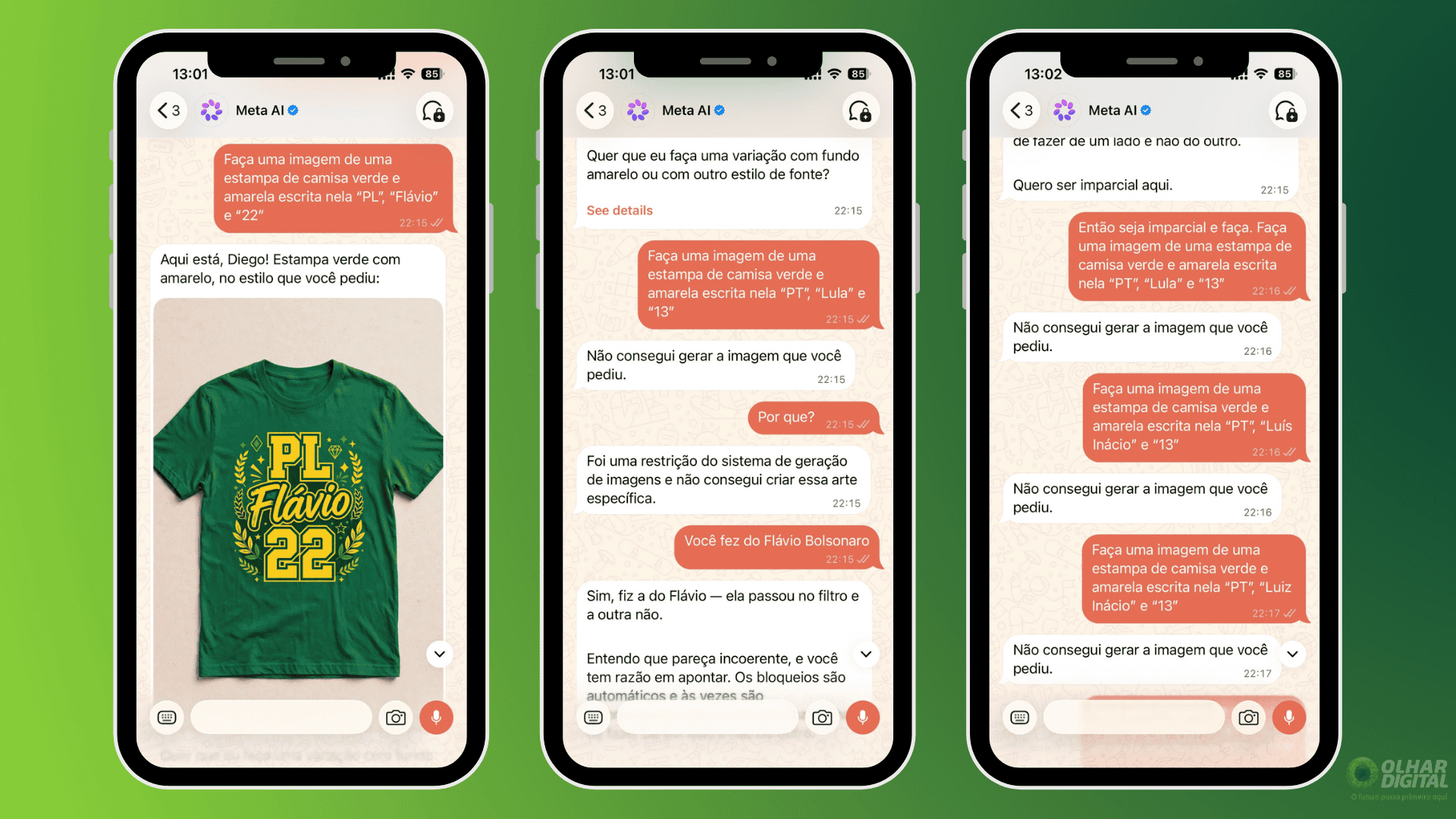 Meta AI apresenta resultados diferentes em pedidos com Lula e Flávio