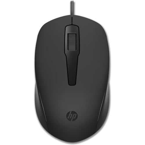 Mouse HP USB 150 Preto com Sensor Óptico de até 1600 DPI Ambidestro Compatível com Windows 7 ao 9-240J6AA