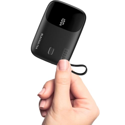 Carregador Portátil 10000mAh com Display LED, Mini Power Bank Rápido 22.5W com PD 3.0 e QC 3.0, USB-C Leve e Compatível com iPhone 16/15/14/13/12/11 e Samsung, Preto