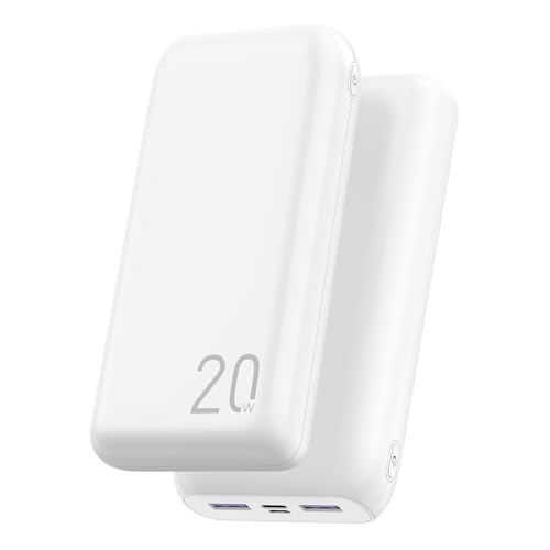Power Bank 20000mAh Carregador Portátil, 2 USB-A (até 22.5W, PD) + 1 USB-C (até 20W, PD) + 1 Micro USB (até 18W), Carregamento Rápido, Proteção Inteligente, Compatível com Android e iOS – Branco