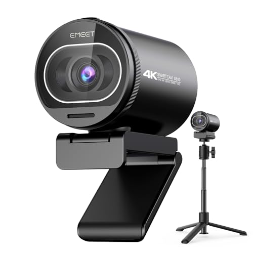 EMEET Webcam 4K, webcam S600 com tripé, 2 microfones de redução de ruído, FOV ajustável de 40° a 73°, foco automático PDAF, capa de privacidade integrada, câmera de streaming para jogos, chamadas de