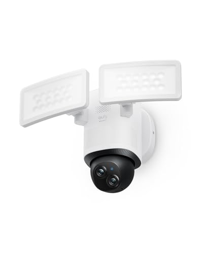 Eufy Cam E340 Câmera De Segurança Wi-Fi Dual Band (2.4/5GHz) Exterior, 360° PTZ, Gravação 24/7, 2000 Lúmens, Detecção de Movimento + Sirene Integrada, Câmera Dupla, Sem Taxa Mensal, Branco
