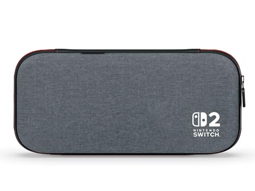Capa PowerA Slim para Nintendo Switch 2 - Cinza mesclado escuro, Oficialmente Licenciada, Capa Protetora, Comporta 10 Game Cards, Protetor de Tela Acolchoado, Suporte de Jogo Integrado