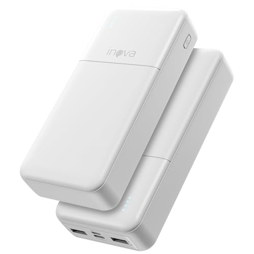 Carregador Portátil Power Bank 20000mAh, Bateria Portatil com Carregamento Rápido, Led Indicador de Bateria, USB-A (até 15W) + USB-C (até 20W) para Dispositivos iOS e Android/USB/Type-C (Branco)