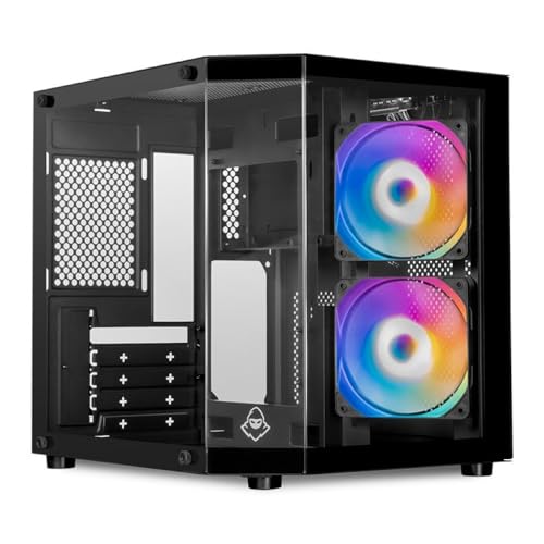 Gabinete Gamer Mancer CV700M | Mini Tower | Lateral de Vidro Temperado | 2 Ventoinhas de 120mm Inclusas | Suporta Placas M-ATX/ITX | Preto | MCR-CV700M-BK-2F
