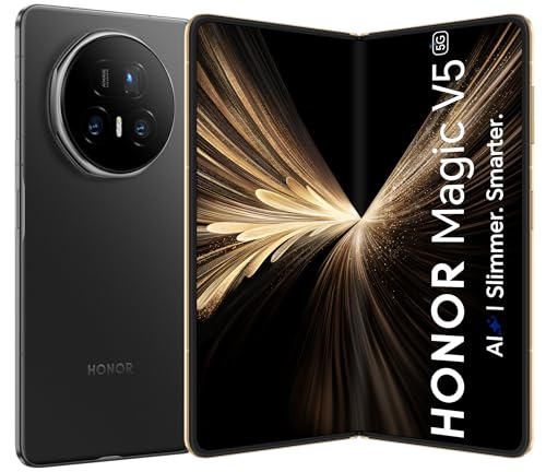HONOR Magic V5 5G (MBH-N49) AI Celular, Sim Free, Armazenamento de 512 GB 1 6 GB RAM, Dual SIM, Android 15, Smartphone de tela dobrável (preto)