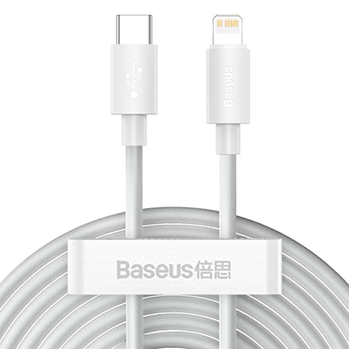 Kit 2X Cabos Baseus 1,5m compatível com iPhone Ipad branco,Suporte a Carregamento e Transferência de Dados (USB C-Lightning)