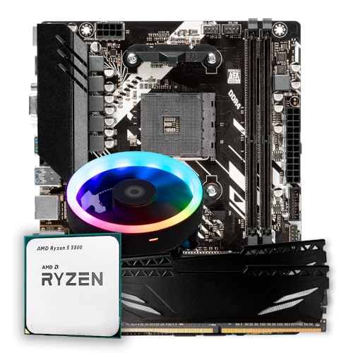 Kit Upgrade Gamer AMD Ryzen 5 5500 + Placa-Mãe B450M + Memória RAM 16GB DDR4 + Cooler