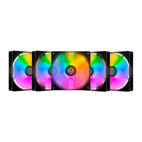 Kit Ventoinhas TGT Striker 5x120mm | Iluminação Rainbow | Fluxo de Ar de 52.5 CFM | Baixo Nível de Ruído | Conector Molex 4 Pinos | SKU: TGT-STK5-BLRBW