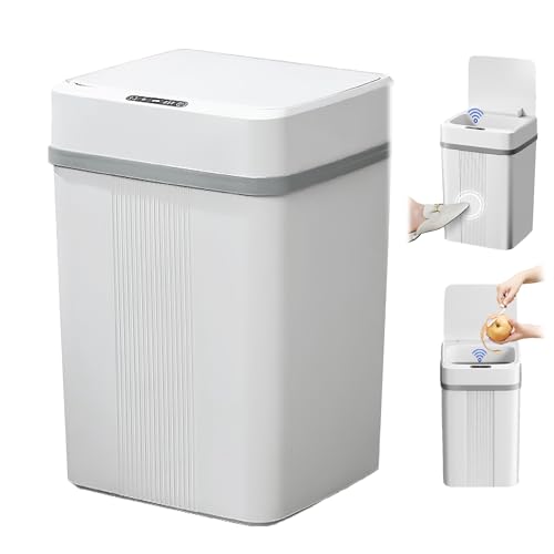 Lixeira Automática 18L com Sensor Inteligente de Aproximação – Abertura e Fechamento Automáticos para Cozinha, Banheiro e Escritório (18L-branco)