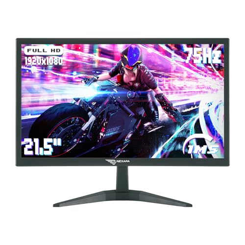 Monitor LED de 21.5 Polegadas Full HD para PC com 75Hz, Proteção para os Olhos, Autoajuste Automático e Design Compacto - Resolução 1920x1080 Ideal para Trabalho,Estudo e Entretenimento Doméstico