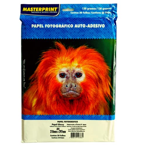 Papel Fotográfico, Inkjet, A4, Glossy, Adesivo 130 g, Masterprint, 302010041, Multicor, pacote de 50