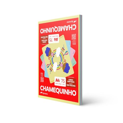 Papel Sulfite A4, Colorido, Chamequinho, 75 gramas, 4 Cores, 210x297 mm, International Paper, Chamex, 29883, 100 Folhas