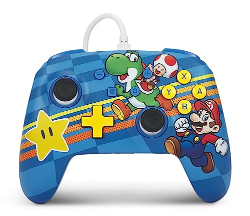 PowerA Enhanced Nintendo Switch Controller Wired - Mushroom Kingdom Friends, Mario Switch Controller, Mappable Gaming Buttons, Officially licensed by Nintendo