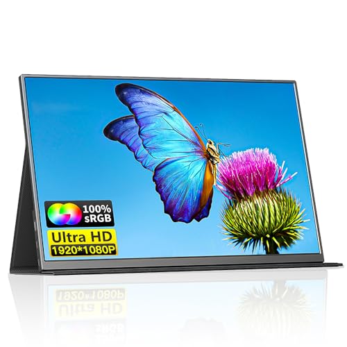 Abacafly Monitor Portatil 15,6", 1080p 100% SRGB FHD Tela Portatil para Notebook, Segunda Tela para Laptop com Porta USB、Tipo C、HDMI, 60 Hz Monitor Portatil Para Xbox, Ps5, Switch