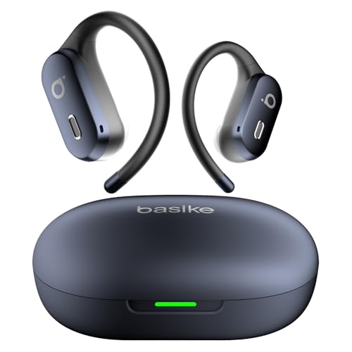 Basike Fone de Ouvido Bluetooth Esportivo 5.4, OWS/TWS Som Estéreo Hi-Fi, ANC e Modo Transparência, Suporta Chamadas de Voz, Toque Inteligente, IPX6, Compatível com Android e iOS – Azul
