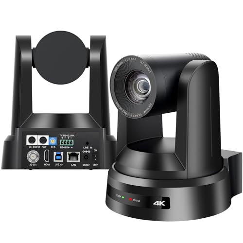 Câmera NDI PTZ 4K,AI Auto Tracking USB3.0/3G-SDI/LAN HDMI PTZ Câmera 20X Óptica com PoE Transmissão ao vivo para igreja, adoração, transmissão de eventos(Enviado do Brasil, sem impostos adicionais)
