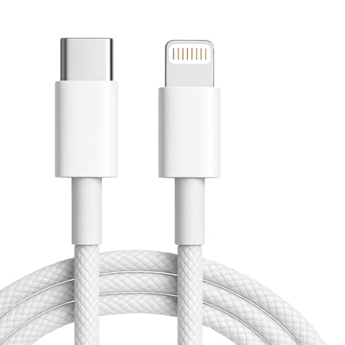 Cabo Carregador Turbo 2 Metros Trançado De Nylon Branco Compatível com iPhone 14/13/12/11/XR/XS/8/7/SE/Certificado Premium