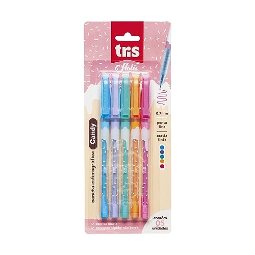 Caneta Esferografica Tris Holic Fof Candy Cartela 5 unidades