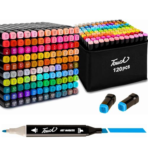 Canetas para Pintar Bobbie Goods, Caneta Touch 120 Cores, para Livro de Colorir, Marcador - Canetinhas Ponta Dupla, Secagem Rápida, Base de Álcool, Não Tóxicas - Para Presente Criativo Antiestresse