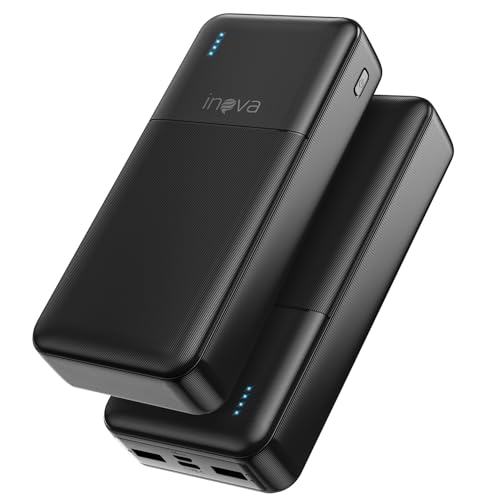 Carregador Portátil Power Bank 20000mAh, Bateria Portatil com Carregamento Rápido, Led Indicador de Bateria, USB-A (até 15W) + USB-C (até 20W) para Dispositivos iOS e Android/USB/Type-C (Preto)