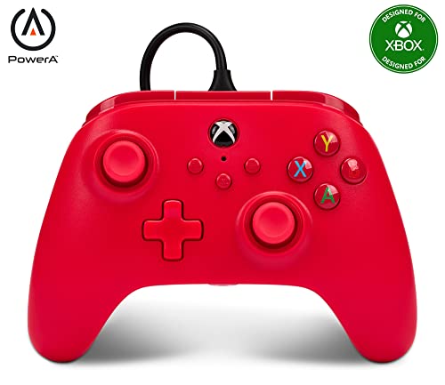 Controle com fio - Power A - para XBOX Série X | S - Vermelho
