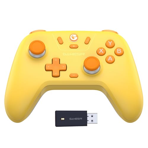 GameSir Nova Lite Controlador sem fio 2.4g para PC com Windows, iPhone, Android, Switch e Steam Deck, Controle Bluetooth Gamepad com gatilho de efeito Hall, vibração Rumble(Nova Lite(cor amarela))