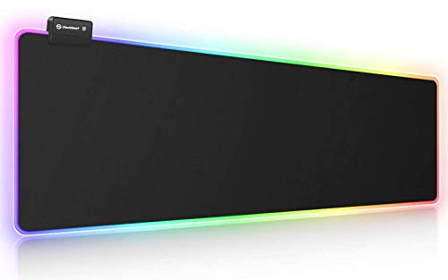 Mouse pad para jogos RGB, UtechSmart Mouse pad grande estendido macio com 14 modos de iluminação, 2 níveis de brilho, mousepads para teclado de computador 800 x 300 mm / 31,5 × 11,8 polegadas