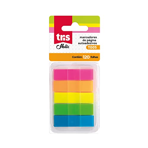 Nota Autoadesiva Marcador de Pagina POP T005 5 Cores120 Unidades - Tris