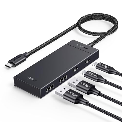 UGREEN Hub USB C, Adaptador 4 em 1 com 2 USB-C 3.2 e 2 USB-A 3.2 de 10 Gbps, Divisor de 4 Portas, Compatível com MacBook Pro/Air, iPad Pro, iPhone 15/15 Pro Max, Surface, PC, Laptop e Muito Mais