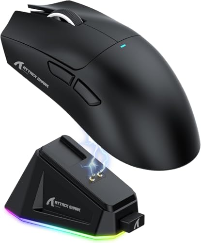 ATTACK SHARK X11 Mouse para jogos com dock de carregamento magnético, sensor para jogos PixArt PAW3311, para sem fio/com fio BT/2.4G, 22000 DPI, mouses de escritório para jogos para Win11/Xbox(preto)