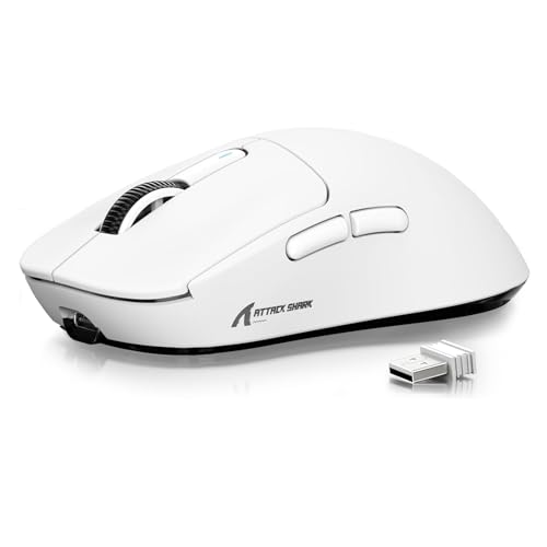 ATTACK SHARK X3 Mouse SUPERLIGHT 49g,sensor de jogo PixArt PAW3395,mouse de jogo sem fio/com fio BT/2.4G,6 DPI ajustáveis até 26000,Kailh GM8.0,mouses de escritório para Win11/Xbox/PC/Mac (branco)